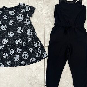 Black and White Graphic Dress and Jumpsuit Set